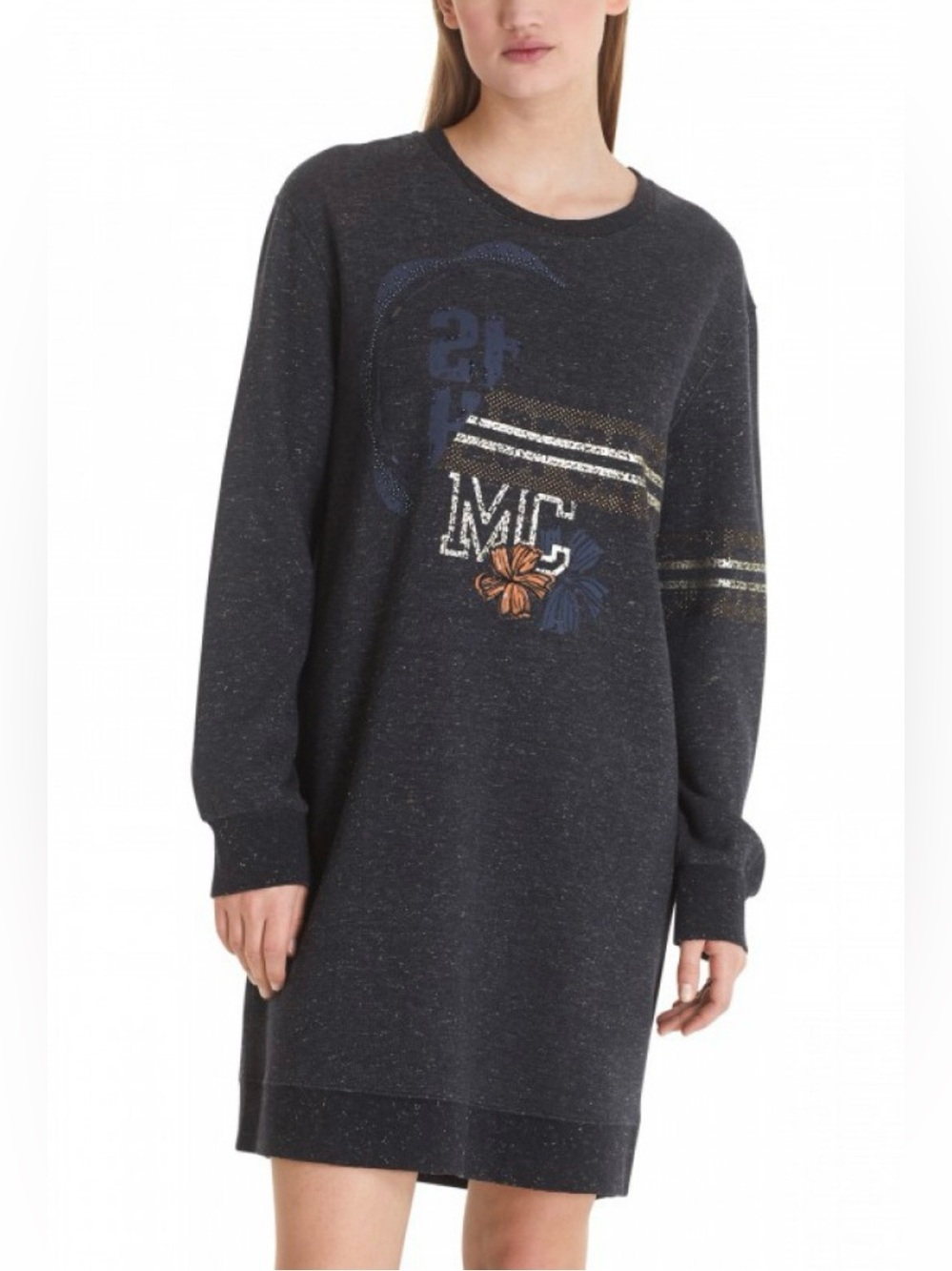 Marc Cain Black Graphic Sweatshirt with Gold Accents. Size M soft as cozy!